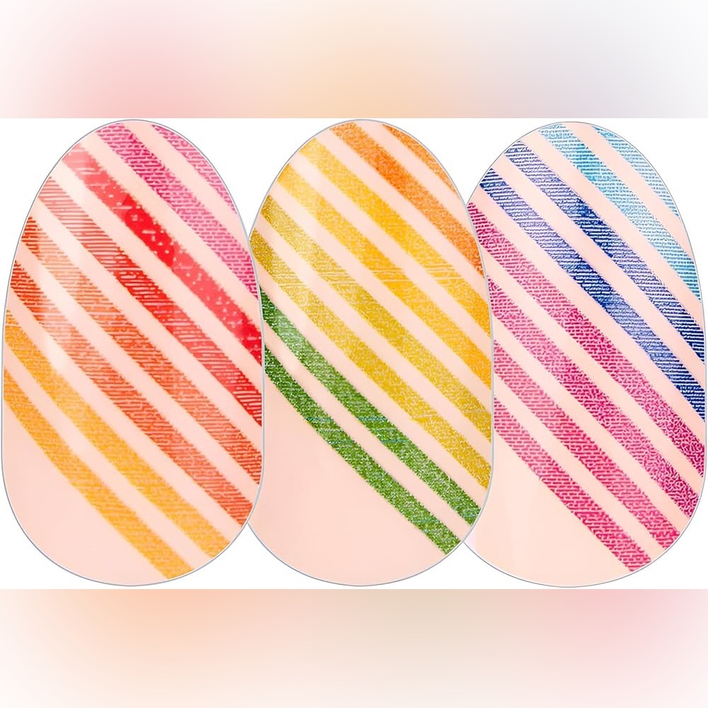 Color Street RAINBOW RHYTHM Multi Color Stripes On Nude Red Green Blue Set